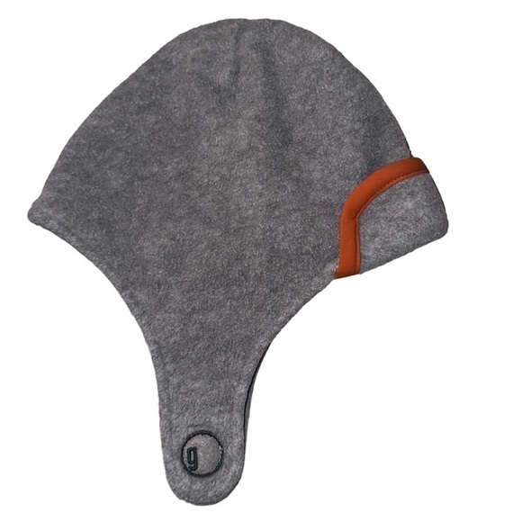 GYMBOREE Gray Fleece Trapper Winter Hat Boy Girl 18M-3T Orange Vintage Velcro - Picture 10 of 10